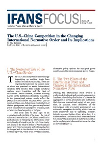 The U.S.-China Competition in the Changing International Normative Order and Its Implications
