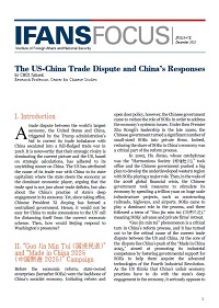 The US-China Trade Dispute and China’s Responses