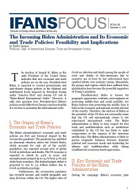 The Incoming Biden Administration and Its Economic and Trade Policies: Feasibility and Implications