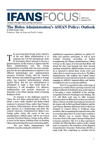 The Biden Administration’s ASEAN Policy: Outlook