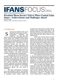 President Moon Jae-in’s Visit to Three Central Asian States : Achievements and Challenges Ahead