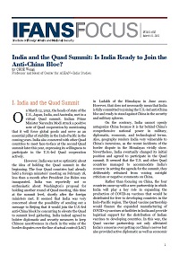 India and the Quad Summit: Is India Ready to Join the Anti-China Bloc?