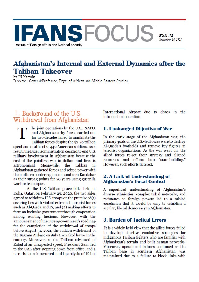 Afghanistan’s Internal and External Dynamics after the Taliban Takeover
