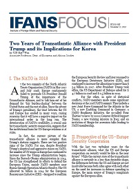 Two Years of Transatlantic Alliance with President Trump and its Implications for Korea