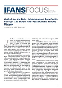 Outlook for the Biden Administration's Indo-Pacific Strategy: The Future of the Quadrilateral Security Dialogue