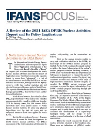 A Review of the 2021 IAEA DPRK Nuclear Activities Report and Its Policy Implications