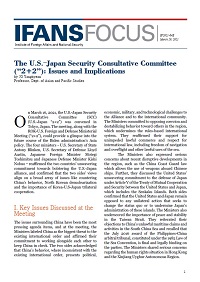 The U.S.–Japan Security Consultative Committee ('2+2'): Issues and Implications