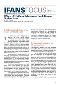 Effects of US-China Relations on North Korean Nuclear Issue