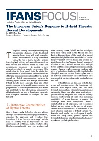 The European Union's Response to Hybrid Threats: Recent Developments
