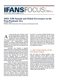2021 G20 Summit and Global Governance in the Post-Pandemic Era