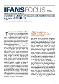 The Role of Global Governance and Multilateralism in the time of COVID-19