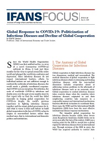 Global Response to COVID-19: Politicization of Infectious Diseases and Decline of Global Cooperation