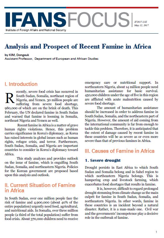 Analysis and Prospect of Recent Famine in Africa