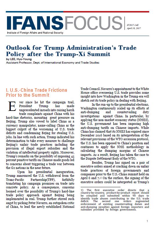 Outlook for Trump Administration’s Trade Policy after the Trump-Xi Summit