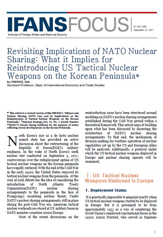 Revisiting Implications of NATO Nuclear Sharing : What it Implies for Reintroducing US Tactical Nuclear Weapons on the Korean peninsula