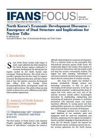 North Korea’s Economic Development Discourse : Emergence of Dual Structure and Implications for Nuclear Talks