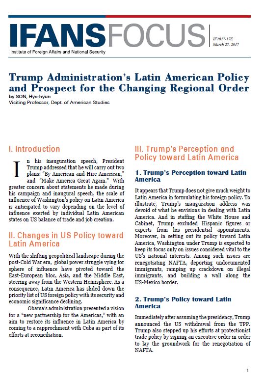 Trump Administration’s Latin American Policy and Prospect for the Changing Regional Order
