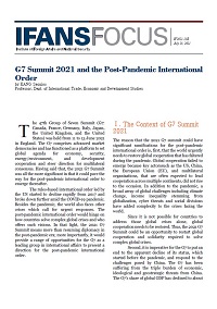 G7 Summit 2021 and the Post-Pandemic International Order