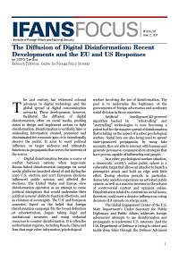 The Diffusion of Digital Disinformation: Recent Developments and the EU and US Responses