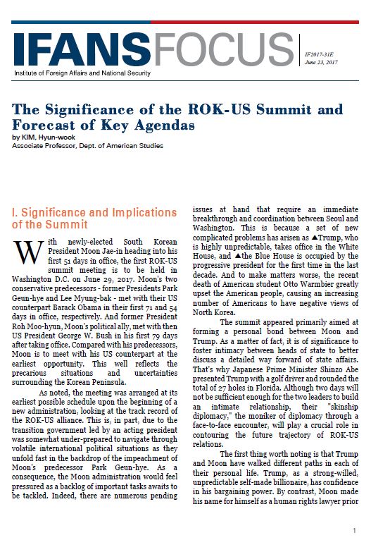 The Significance of the ROK-US Summit and Forecast of Key Agendas