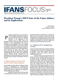 President Trump’s 2019 State of the Union Address and its Implications