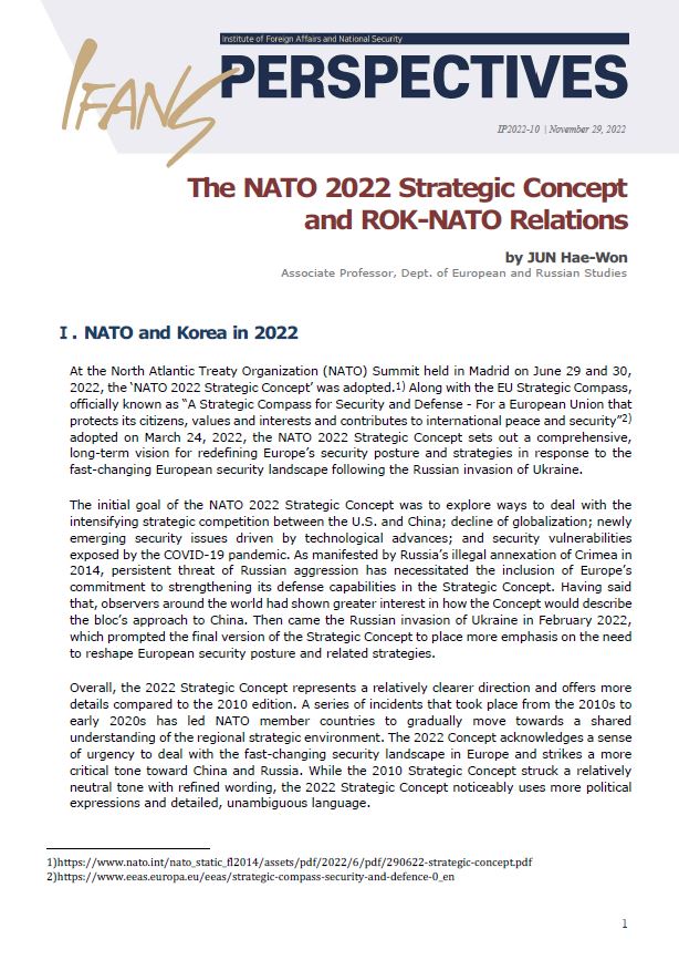The NATO 2022 Strategic Concept  and ROK-NATO Relations