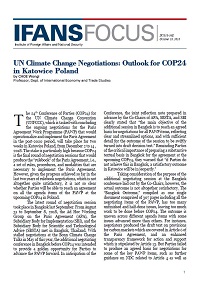 UN Climate Change Negotiations: Outlook for COP24 in Katowice Poland