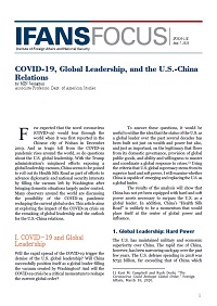 COVID-19, Global Leadership, and the U.S.-China Relations