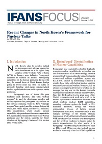 Recent Changes in North Korea’s Framework for Nuclear Talks