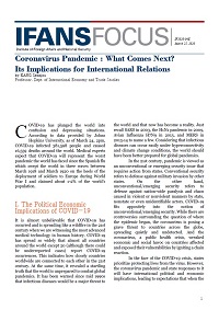 Coronavirus Pandemic : What Comes Next? Its Implications for International Relations