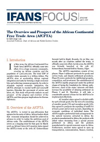 The Overview and Prospect of the African Continental Free Trade Area (AfCFTA)