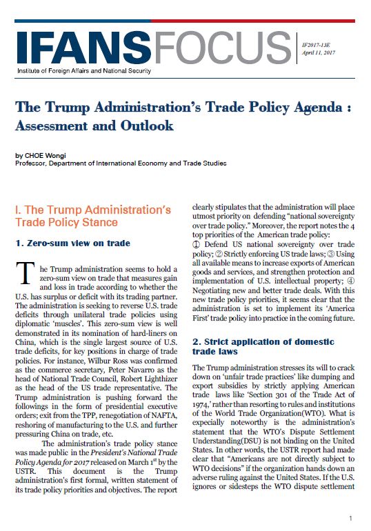 The Trump Administration’s Trade Policy Agenda : Assessment and Outlook