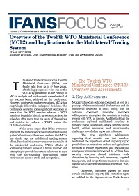Overview of the Twelfth WTO Ministerial Conference (MC12) and Implications for the Multilateral Trading System