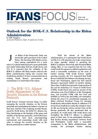 Outlook for the ROK-U.S. Relationship in the Biden Administration