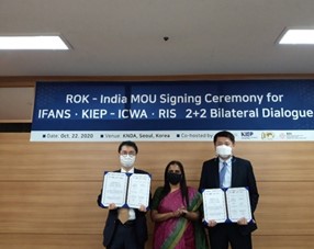 Center for ASEAN-Indian Studies, ROK-India MoU Signing Ceremony for IFANS•KIEP-ICWA•RIS 2+2 Dialogue