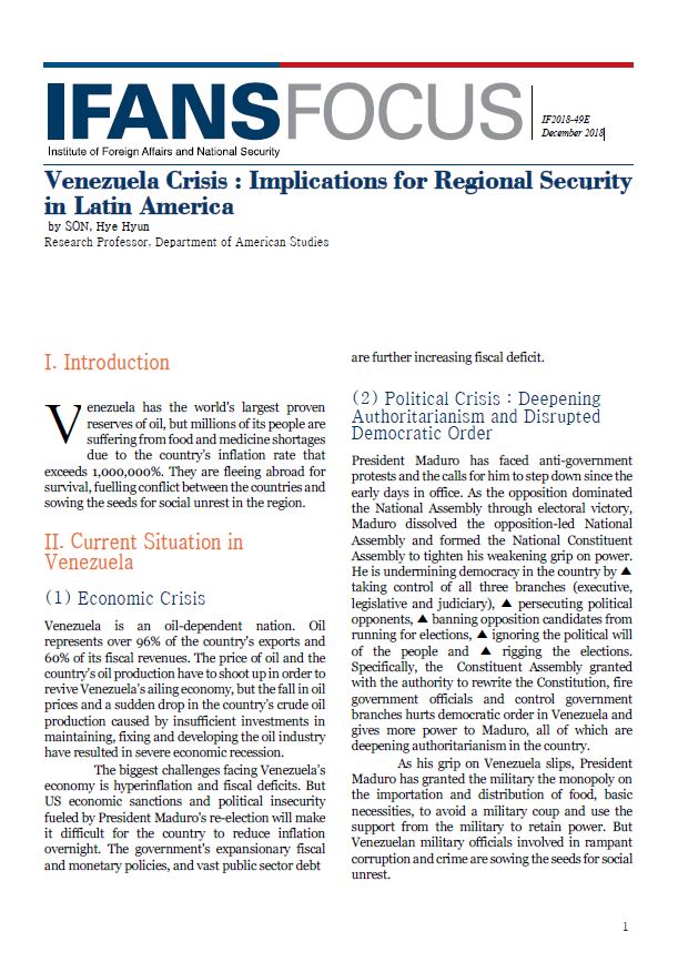 Venezuela Crisis : Implications for Regional Security in Latin America