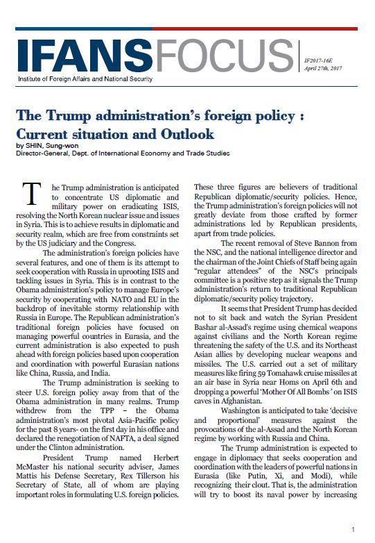 The Trump administration’s foreign policy : Current situation and Outlook