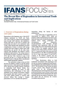 The Recent Rise of Regionalism in International Trade and Implications