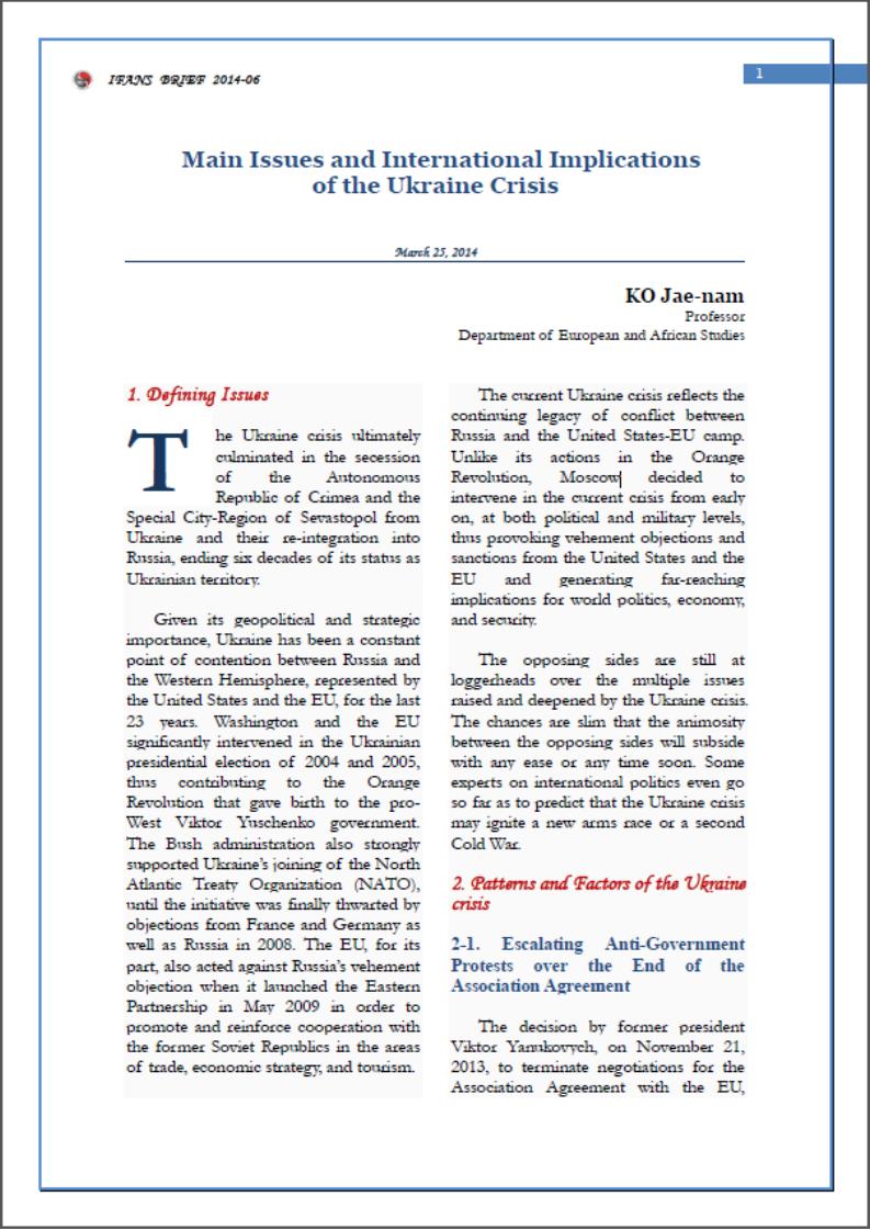 Main Issues and International Implications of the Ukraine Crisis